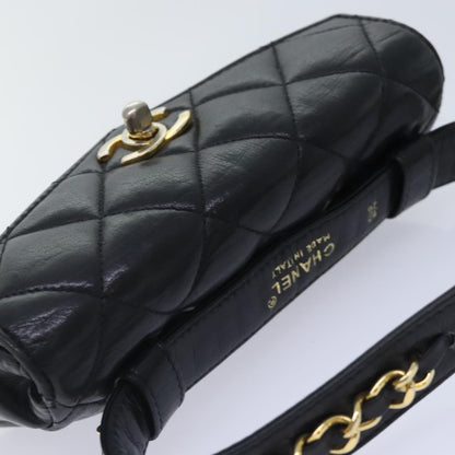 CHANEL Matelasse Waist bag Lamb Skin Black Gold CC bs18455