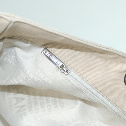 CHANEL COCO Mark Tote Bag Canvas Beige Silver CC bs18464