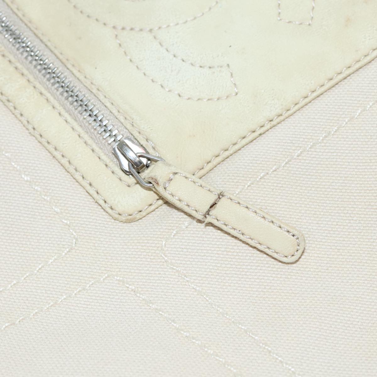 CHANEL COCO Mark Tote Bag Canvas Beige Silver CC bs18464
