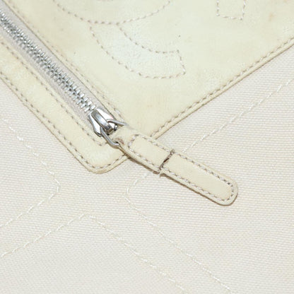 CHANEL COCO Mark Tote Bag Canvas Beige Silver CC bs18464