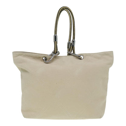CHANEL COCO Mark Tote Bag Canvas Beige Silver CC bs18464