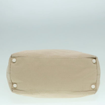 CHANEL COCO Mark Tote Bag Canvas Beige Silver CC bs18464
