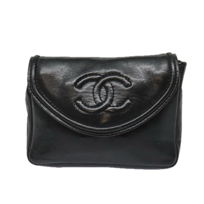 CHANEL Chain Waist bag Lamb Skin Black Gold CC bs18476