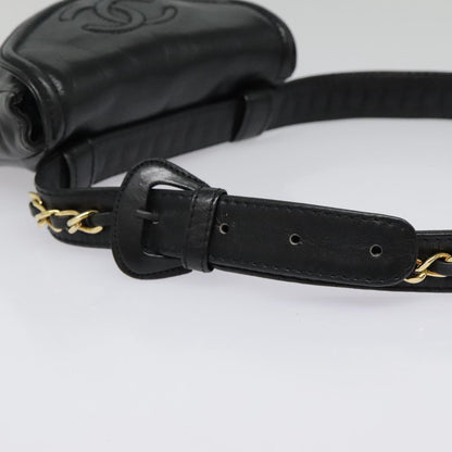 CHANEL Chain Waist bag Lamb Skin Black Gold CC bs18476