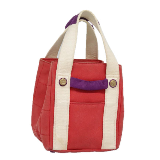 CHANEL Choco Bar Tote Bag Canvas Red Gold CC bs18523