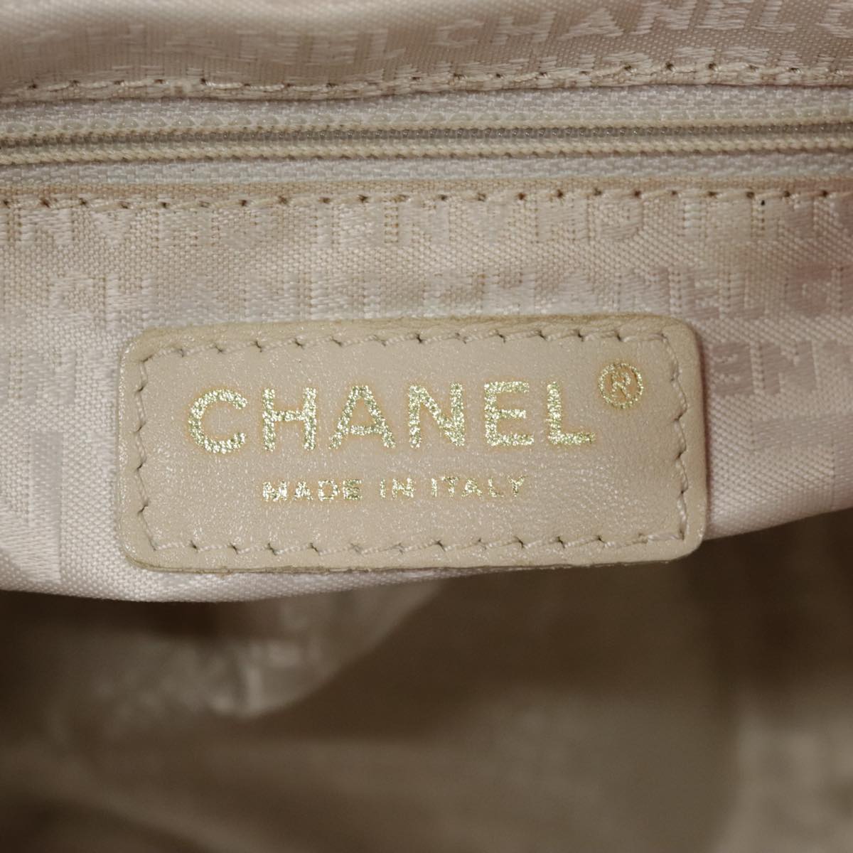 CHANEL Choco Bar Tote Bag Canvas Red Gold CC bs18523