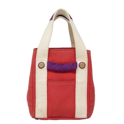 CHANEL Choco Bar Tote Bag Canvas Red Gold CC bs18523