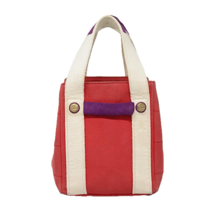 CHANEL Choco Bar Tote Bag Canvas Red Gold CC bs18523