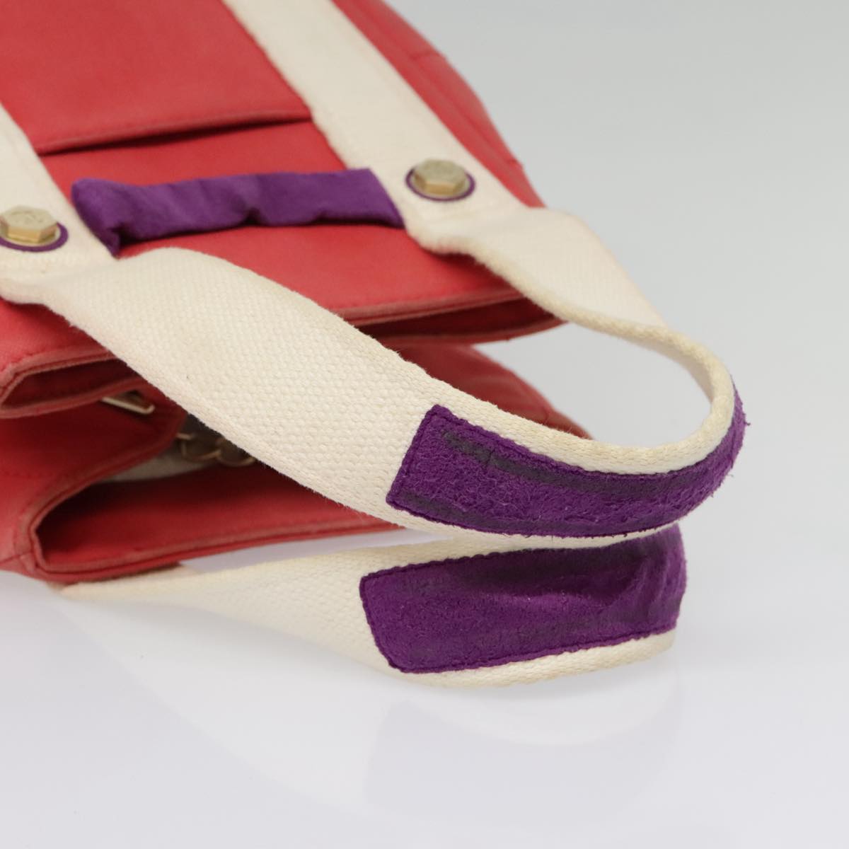 CHANEL Choco Bar Tote Bag Canvas Red Gold CC bs18523