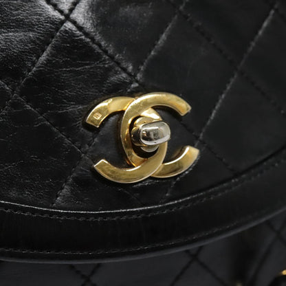 CHANEL Matelasse Chain Shoulder Bag Lamb Skin Gold Black CC bs18532