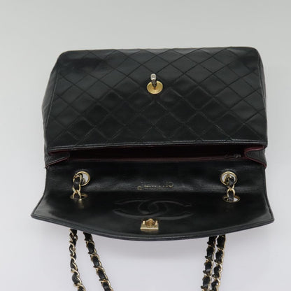 CHANEL Matelasse Chain Shoulder Bag Lamb Skin Gold Black CC bs18532