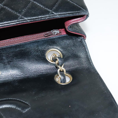 CHANEL Matelasse Chain Shoulder Bag Lamb Skin Gold Black CC bs18532