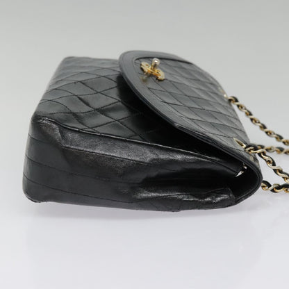 CHANEL Matelasse Chain Shoulder Bag Lamb Skin Gold Black CC bs18532