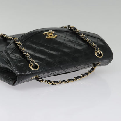 CHANEL Matelasse Chain Shoulder Bag Lamb Skin Gold Black CC bs18532