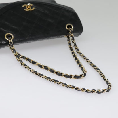 CHANEL Matelasse Chain Shoulder Bag Lamb Skin Gold Black CC bs18532