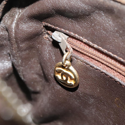 CHANEL Matelasse Chain Shoulder Bag Caviar Skin Brown Gold CC bs18534