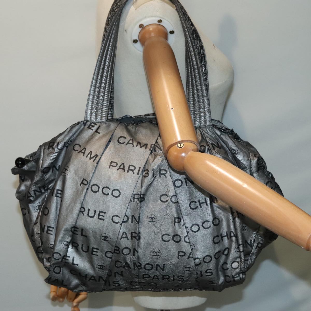 CHANEL Unlimited Tote Bag Nylon Silver CC bs18573