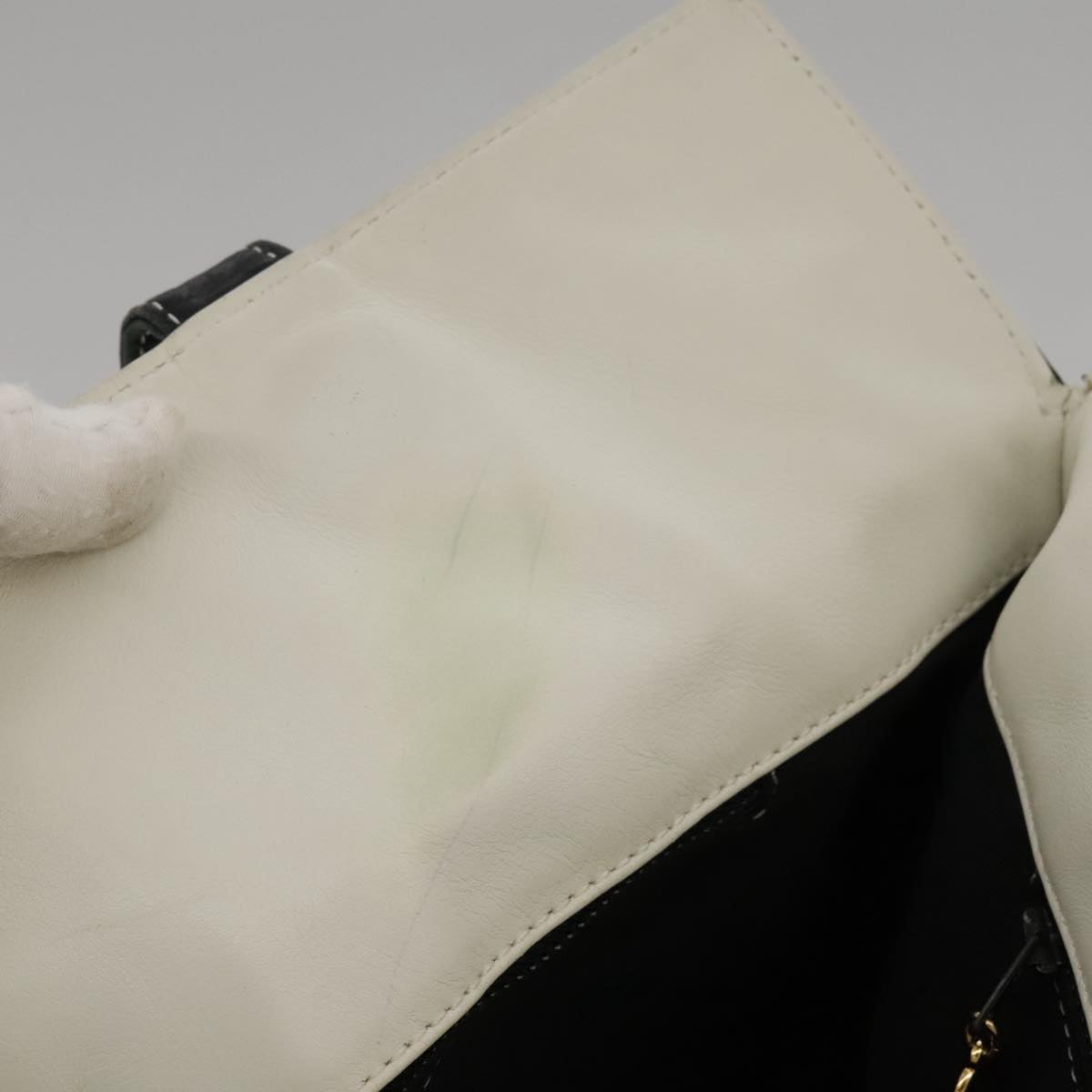 CHANEL COCO Mark Tote Bag Leather White Black CC bs18647