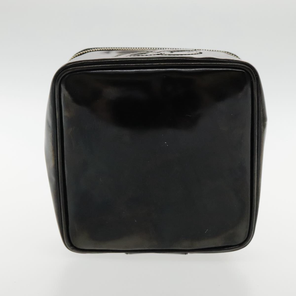 CHANEL Vanity Cosmetic Pouch Patent leather Black Gold CC bs18658