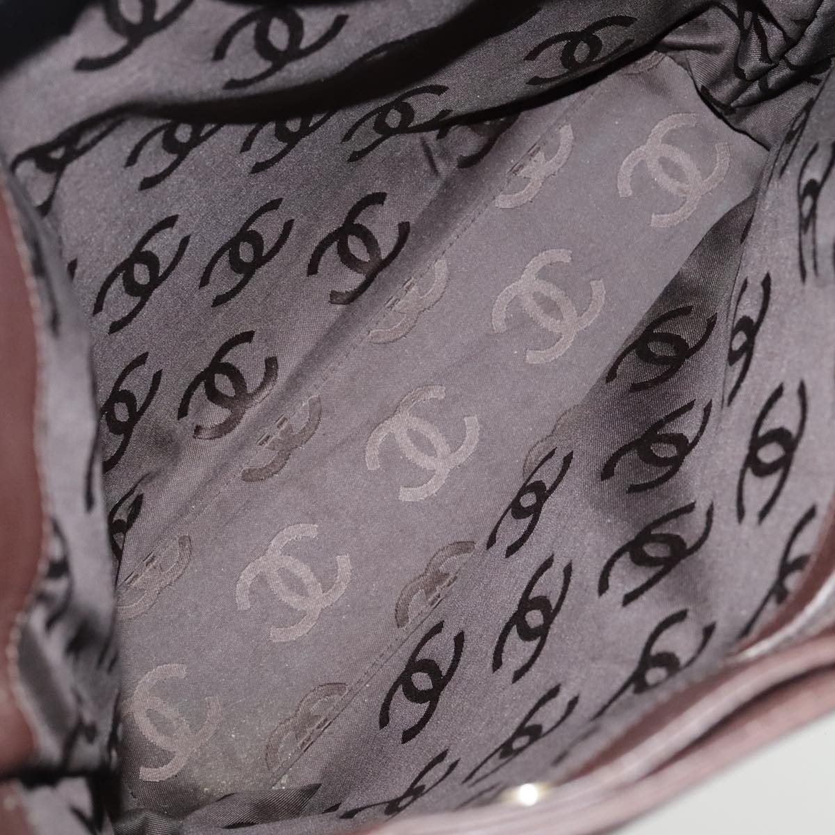 CHANEL Chain Tote Bag Leather Brown CC bs18700