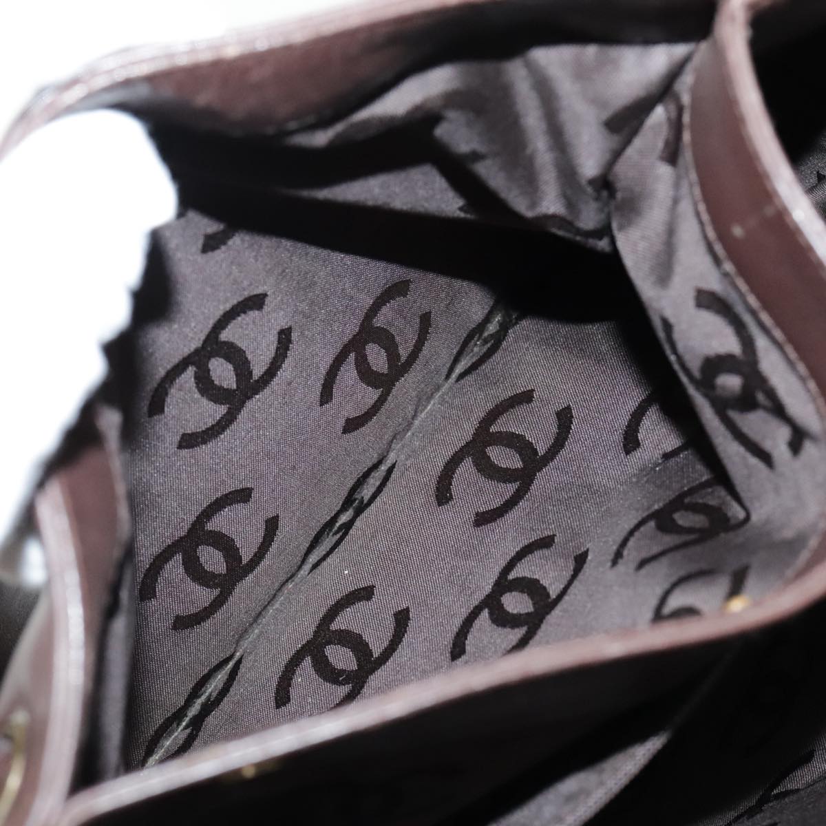 CHANEL Chain Tote Bag Leather Brown CC bs18700