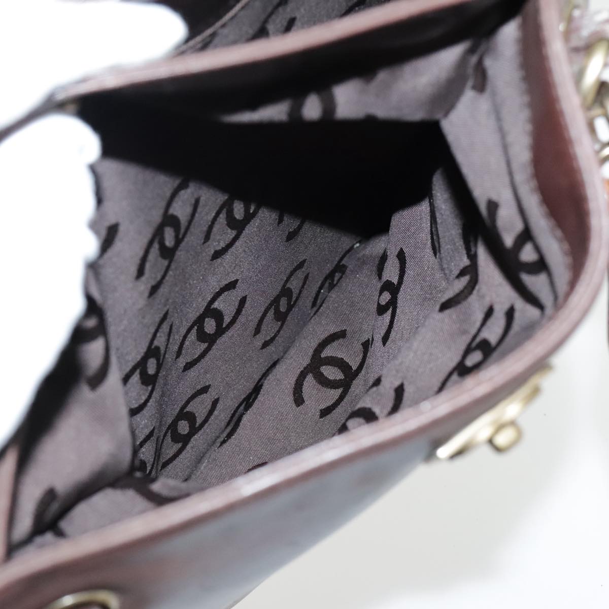 CHANEL Chain Tote Bag Leather Brown CC bs18700