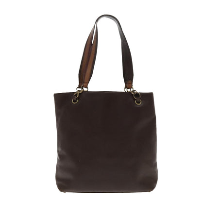 CHANEL Chain Tote Bag Leather Brown CC bs18700