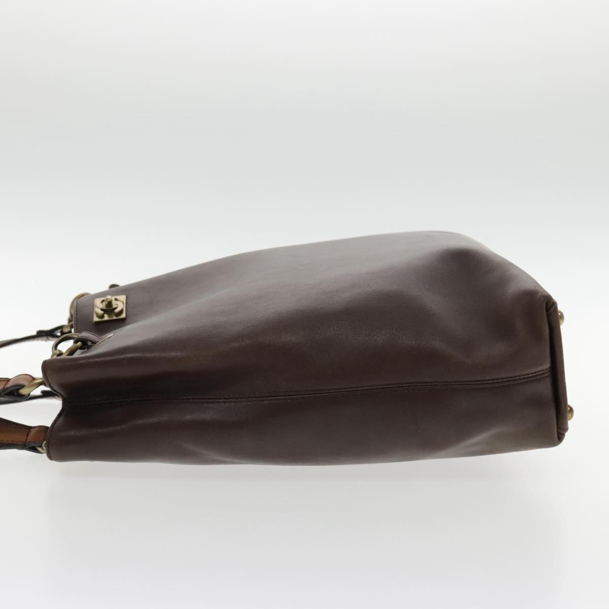 CHANEL Chain Tote Bag Leather Brown CC bs18700