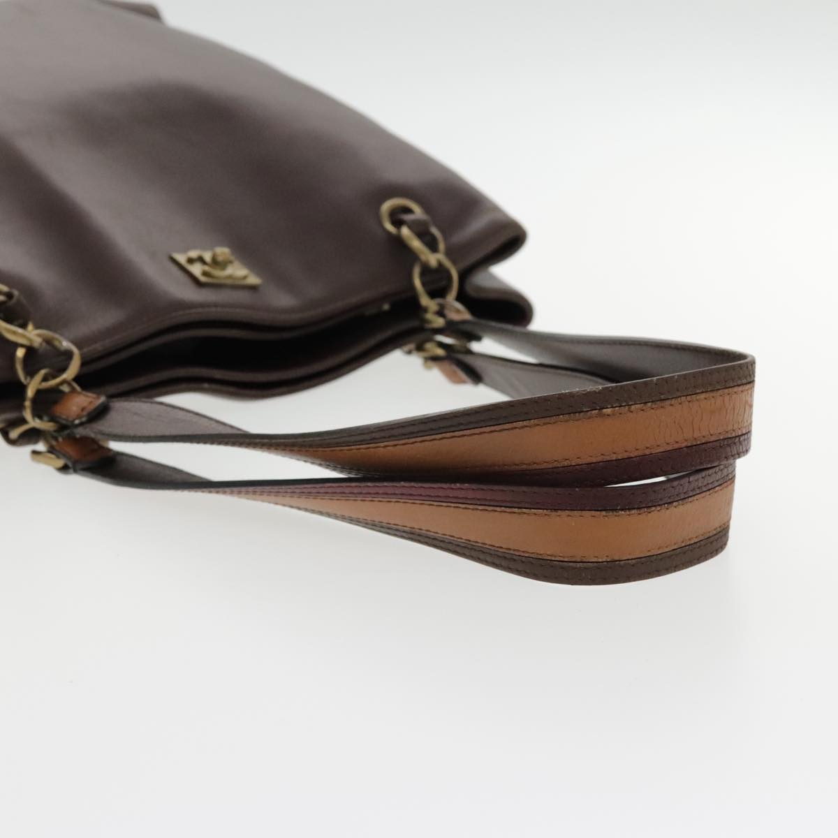 CHANEL Chain Tote Bag Leather Brown CC bs18700