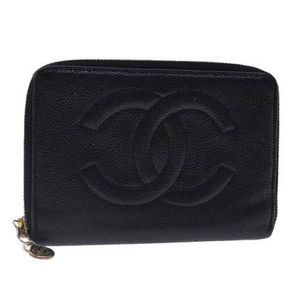 CHANEL Wallet Caviar Skin Black Gold CC bs18702