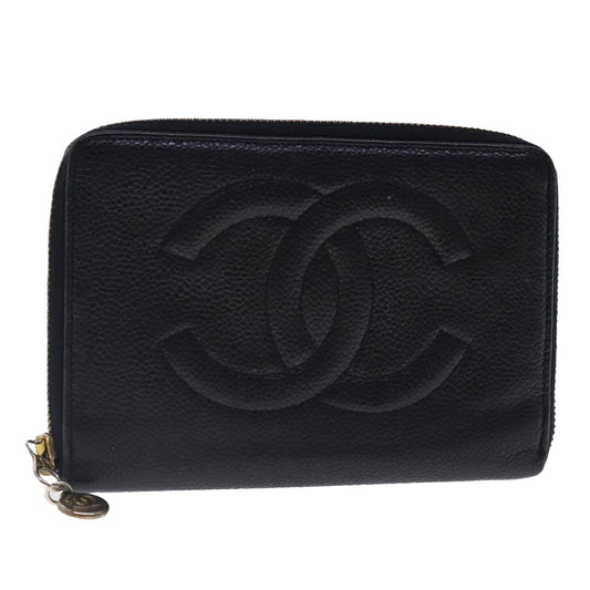 CHANEL Wallet Caviar Skin Black Gold CC bs18702