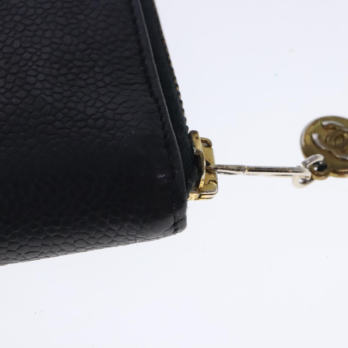 CHANEL Wallet Caviar Skin Black Gold CC bs18702