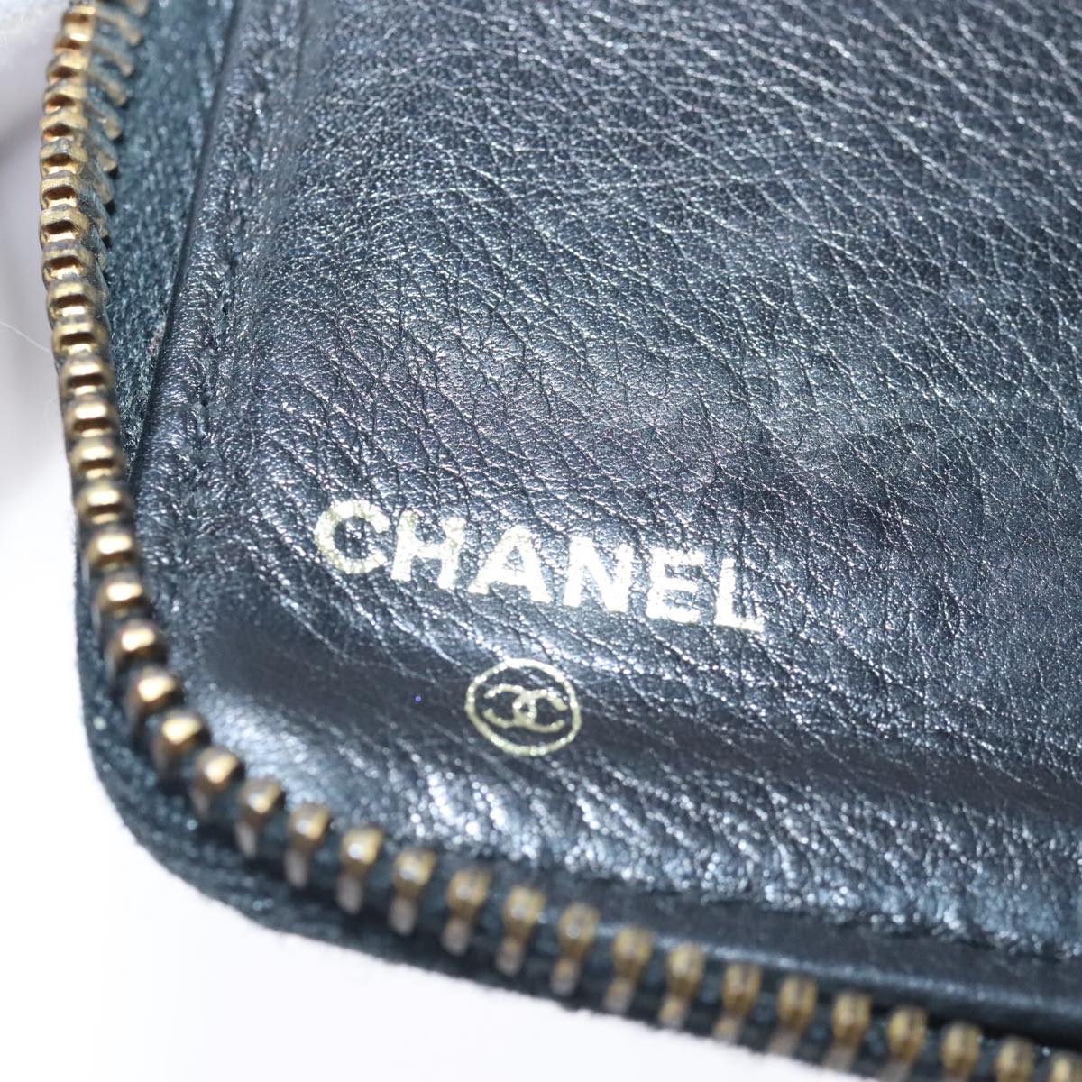 CHANEL Wallet Caviar Skin Black Gold CC bs18702