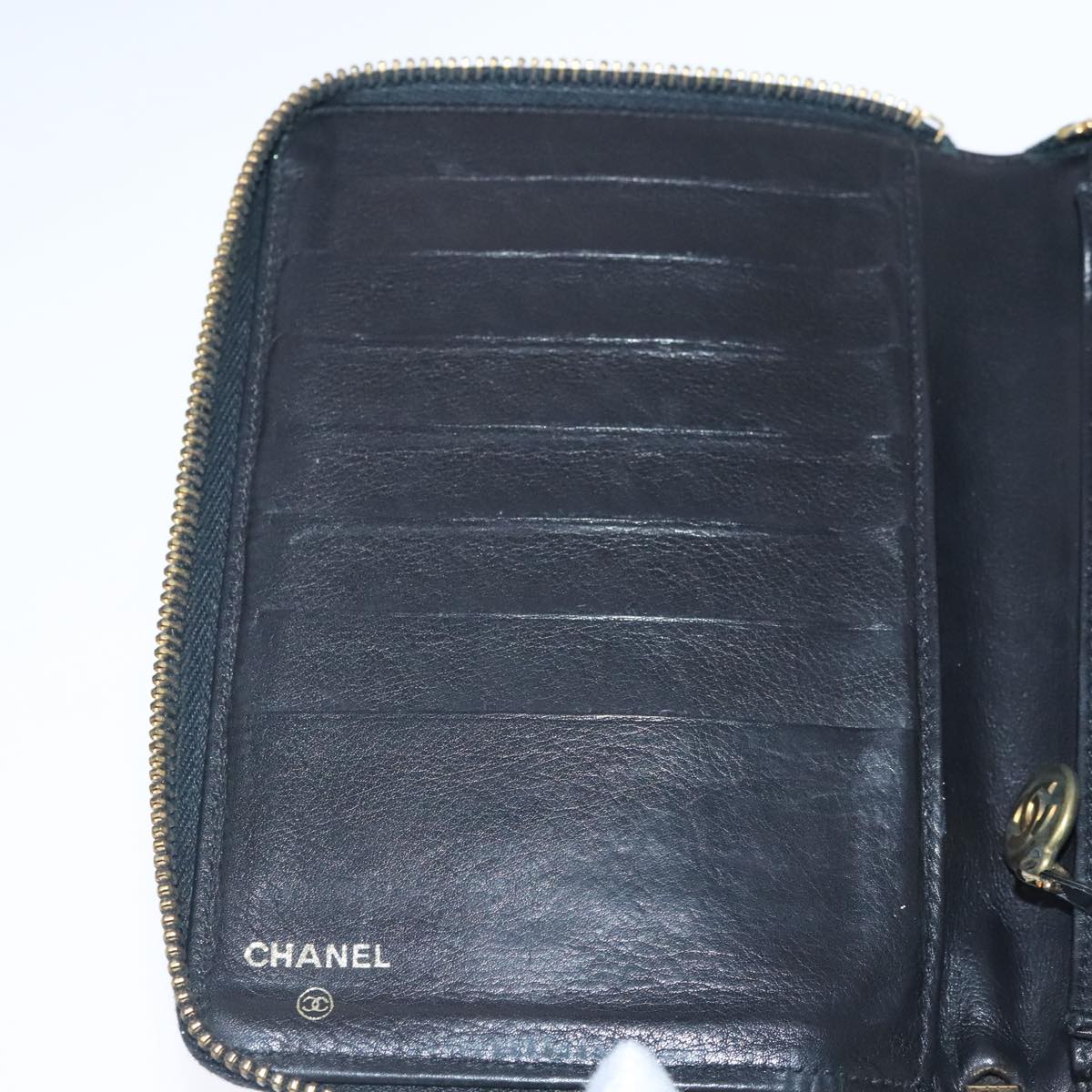 CHANEL Wallet Caviar Skin Black Gold CC bs18702