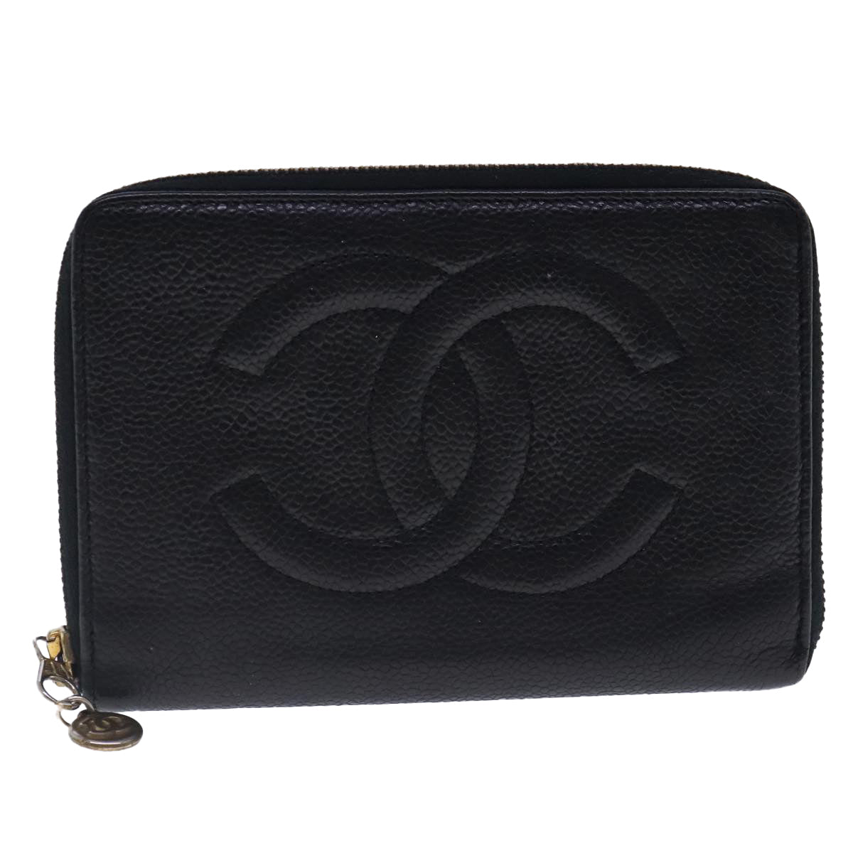 CHANEL Wallet Caviar Skin Black Gold CC bs18702