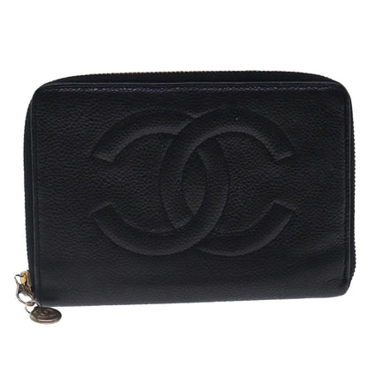 CHANEL Wallet Caviar Skin Black Gold CC bs18702