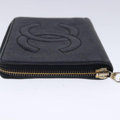 CHANEL Wallet Caviar Skin Black Gold CC bs18702