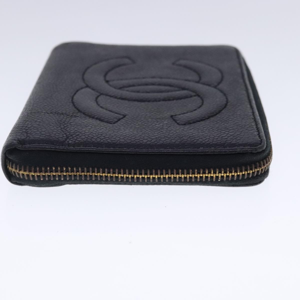 CHANEL Wallet Caviar Skin Black Gold CC bs18702