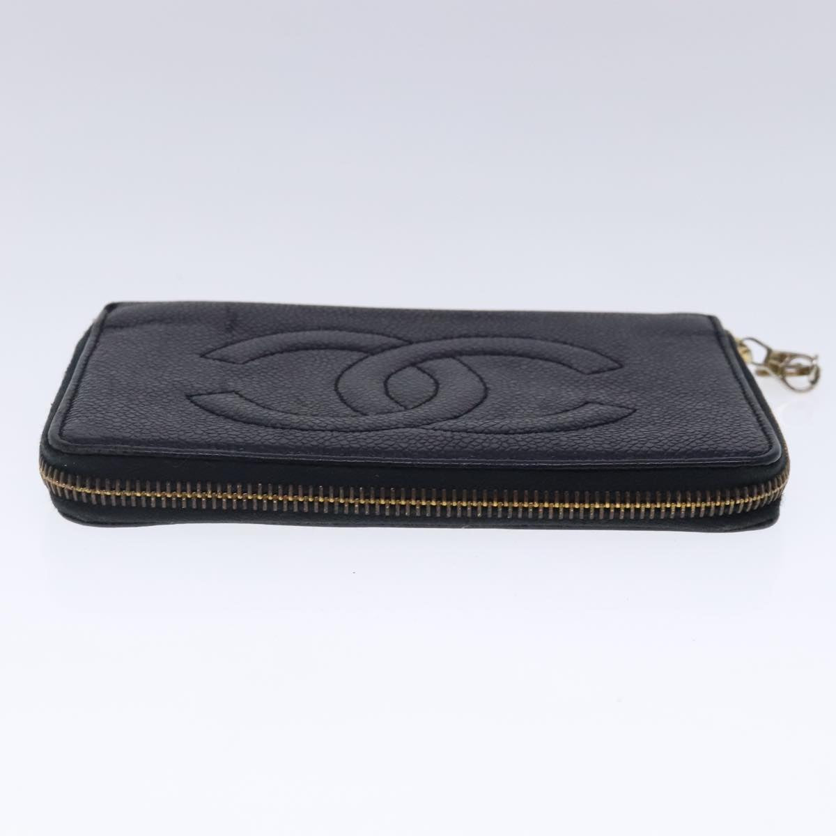 CHANEL Wallet Caviar Skin Black Gold CC bs18702