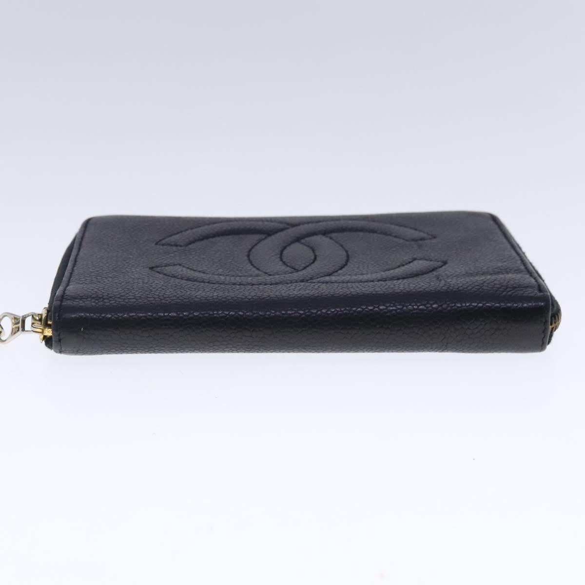 CHANEL Wallet Caviar Skin Black Gold CC bs18702