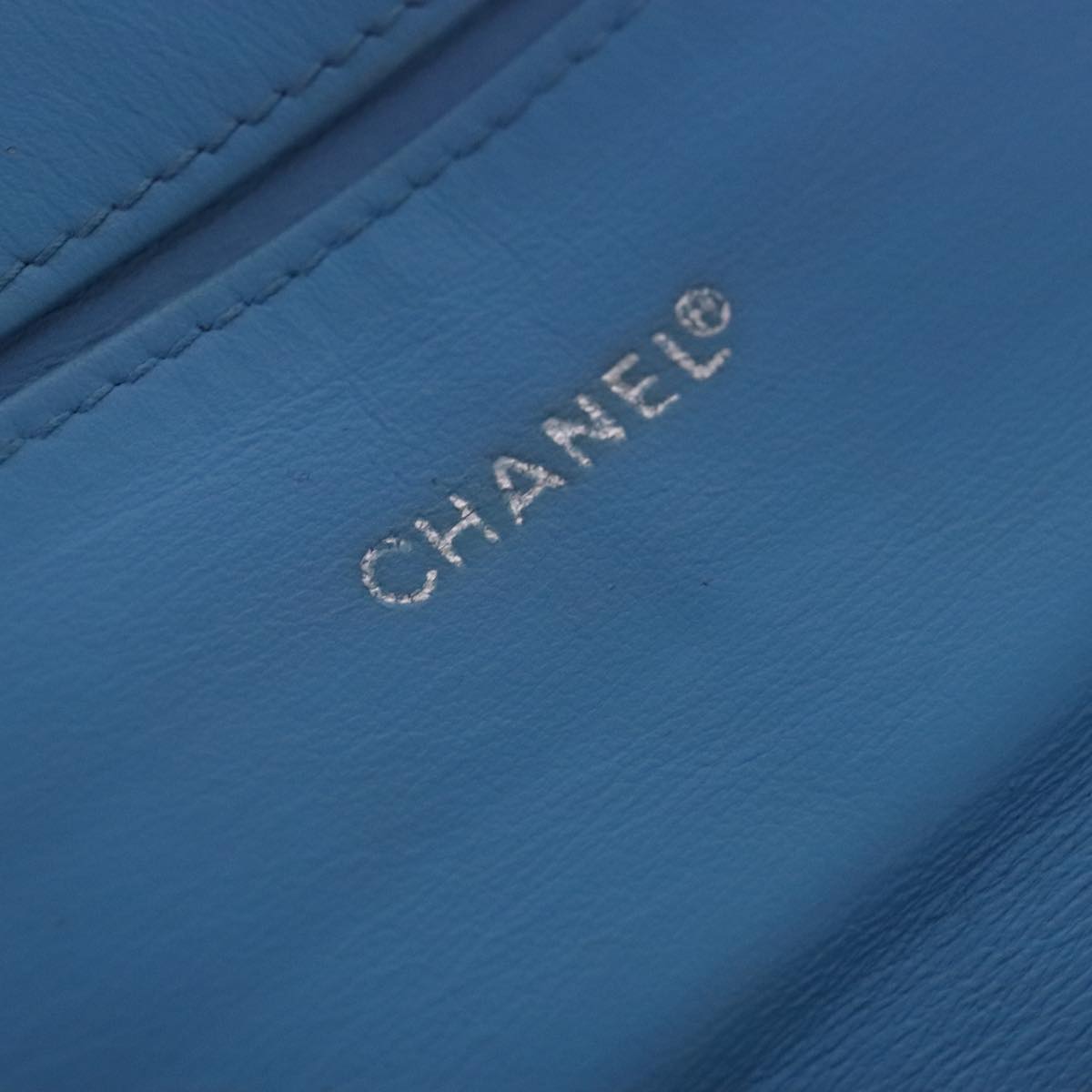 CHANEL New Travel line Long Wallet Nylon Light Blue Silver CC bs18719