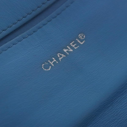 CHANEL New Travel line Long Wallet Nylon Light Blue Silver CC bs18719