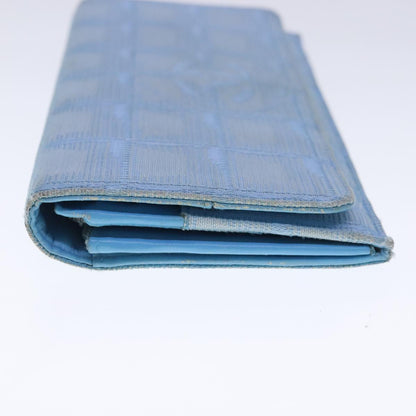 CHANEL New Travel line Long Wallet Nylon Light Blue Silver CC bs18719