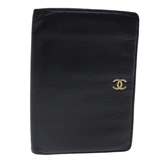 CHANEL COCO Mark Wallet Leather Black Gold CC bs18721