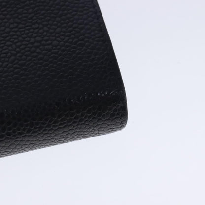 CHANEL Long Wallet Caviar Skin Black Gold CC bs18723