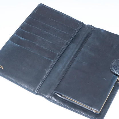 CHANEL Long Wallet Caviar Skin Black Gold CC bs18723