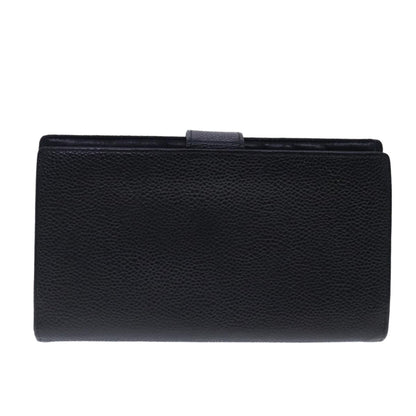 CHANEL Long Wallet Caviar Skin Black Gold CC bs18723