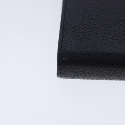CHANEL Long Wallet Caviar Skin Black Gold CC bs18723
