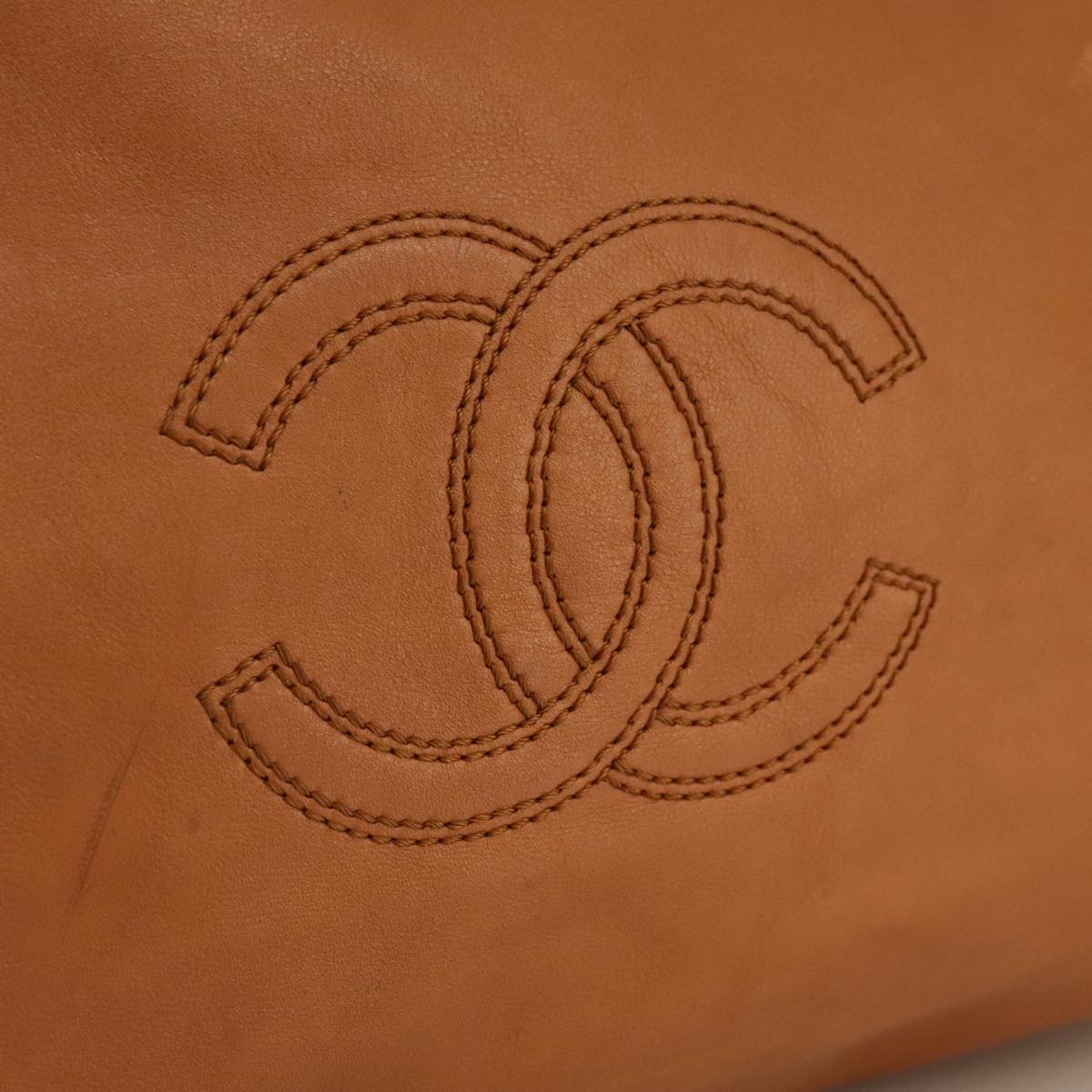 CHANEL Chain Tote Bag Leather Brown CC bs18753