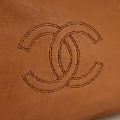 CHANEL Chain Tote Bag Leather Brown CC bs18753